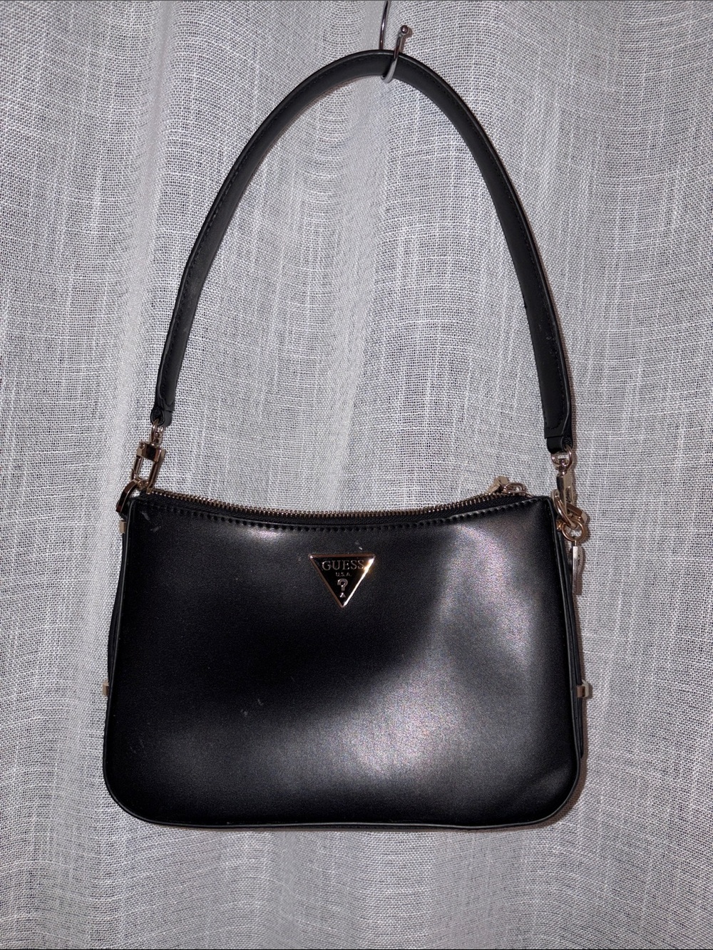 GUESS Black Shoulder Bag with Gold Logo